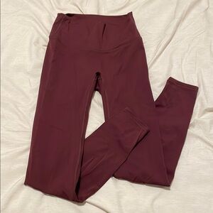Burgundy High-Waisted Leggings 7/8 length